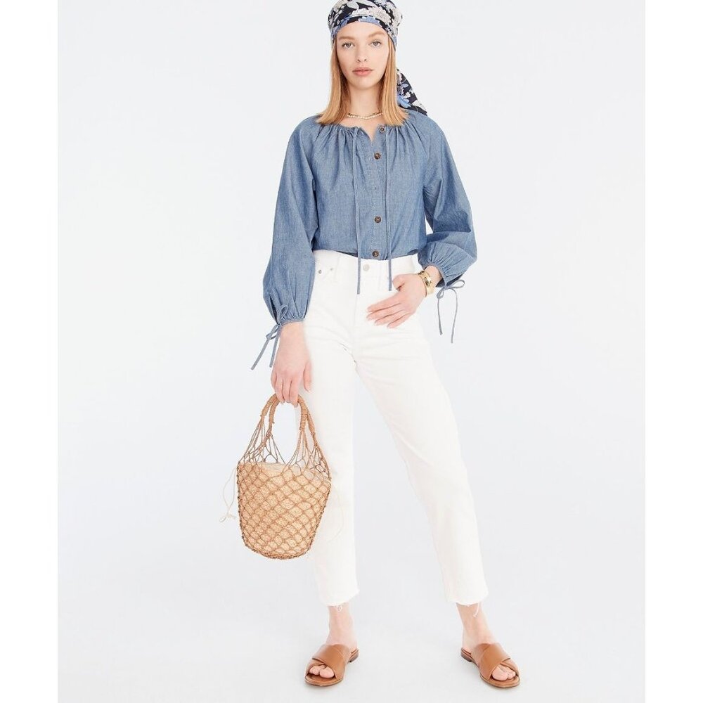 J.Crew Jeans 25 High-rise '90s Classic Straight White Raw‎ Hem BF557